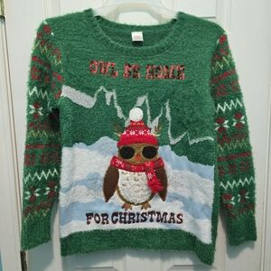 Holiday Time Owl Be Home For Christmas Sweater Size 14-16 Plus